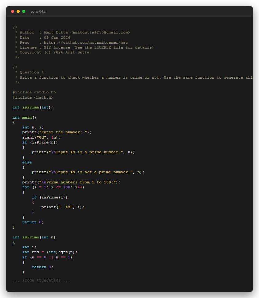 Question 4: Write a function to check whether a number is prime or not. Use the same function to generate all prime numbers less than 100.